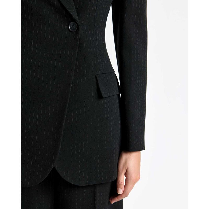 Cue Acetate Pinstripe Curved Hem Blazer image number 2
